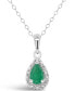 ფოტო #1 პროდუქტის Emerald (3/8 ct. t.w.) and Diamond Accent Pendant Necklace in Sterling Silver