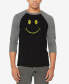 Men's Raglan Baseball 3/4 Sleeve Be Happy Smiley Face Word Art T-shirt