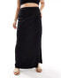 Фото #3 товара ASOS DESIGN Curve ribbed maxi skirt with side split in black