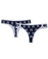 ფოტო #1 პროდუქტის Women's Navy New York Yankees Allover Print Knit Thong Set