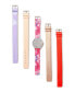 ფოტო #2 პროდუქტის Silver Slidethrough Interchangeable Sleek Dial Floral Straps Set Watch