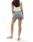 Pull&Bear linen look crinkle texture short in washed blue