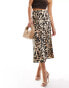 Фото #3 товара YAS satin midi skirt in leopard print - MULTI