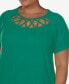 ფოტო #3 პროდუქტის Plus Size Crisscross Cutout Short Sleeve Top