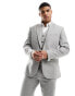 Фото #2 товара ASOS DESIGN slim suit jacket in wool mix texture in light grey