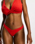 Фото #3 товара ASOS DESIGN Fuller Bust exclusive mix and match v high leg hipster bikini bottom in red