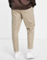 ASOS DESIGN tapered twill smart trousers in camel