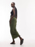 Фото #2 товара Topshop Tall mesh lace trim midi skirt in khaki