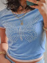Фото #2 товара Labelrail x Pose and Repeat baby ringer tee with diamante butterfly in blue velvet