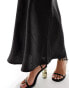 Kaiia satin maxi skirt in black