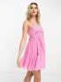 Фото #4 товара ASOS DESIGN baby doll ruched bust mini dress in pink