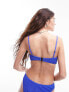 Topshop mix and match crinkle skinny scoop neck cami bikini top in cobalt