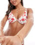 Фото #4 товара Hollister co-ord underwire floral print bikini top in red and white