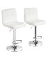 Set of 2 Adjustable Bar Stools PU Leather Swivel Kitchen Counter Pub Chair