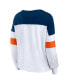 ფოტო #3 პროდუქტის Women's White, Navy Chicago Bears Even Match Long Sleeve Lace-Up V-Neck T-shirt