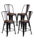 Фото #8 товара Copper Set of 4 Metal Wood Counter Stool Kitchen Bar Chairs