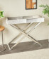 Фото #3 товара 45" x 18" x 30" Leather Tray Diagonal Silver-Tone Legs and Handles Accent Table