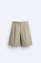 Cotton - linen cargo bermuda shorts