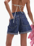 Фото #9 товара Topshop denim roll hem short in rich blue