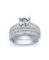 ფოტო #1 პროდუქტის 3CT Art Deco Style Square Princess Cut Solitaire Clear AAA CZ Engagement Anniversary Wedding Ring Set For Women .925 Sterling Silver