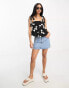 ASOS DESIGN tie strap sun top with pephem in polka dot print