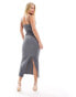 New Look jersey bodycon midi dress in grey