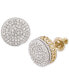 ფოტო #1 პროდუქტის Men's Diamond Circle Cluster Stud Earrings (1/4 ct. t.w.) in 10k Gold