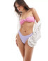 The Frolic Serenity knot front contrast bikini top in pink crinkle