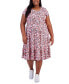 Фото #1 товара Plus Size Floral-Print Tiered Midi Dress