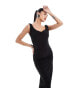 Simmi slinky twist strap cami bodycon maxi dress in black