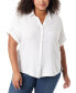 ფოტო #1 პროდუქტის Plus Size Demi High-Low Roll-Tab Shirt