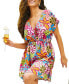 ფოტო #1 პროდუქტის Women's Floral Dolman Sleeve Mini Beach Dress