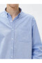 Фото #5 товара Basic Gömlek Bol Kesim Klasik Yaka Cep Detaylı Pamuklu Non Iron