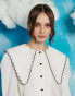 Фото #2 товара Sister Jane contrast stitch oversized collar shirt in ivory