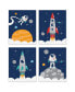 Фото #1 товара Blast Off to Outer Space Unframed Linen Paper Wall Art - 4 Ct Artisms 8 x 10 in