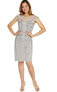 Фото #1 товара Adrianna Papell Embellished Cap Sleeve Sheath Dress in Bridal Silver Size 2