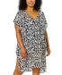 ფოტო #1 პროდუქტის Plus Size V-Neck Short-Sleeve Tunic Cover-Up