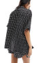 ASOS DESIGN satin revere shirt in mono spot print co-ord mono spot print, 42 - фото #7