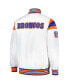 Men's White, Royal Distressed Denver Broncos Vintage-Like Satin Full-Snap Varsity Jacket