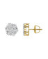 ფოტო #3 პროდუქტის Round Cut Natural Certified Diamond (1.81 cttw) 14k Yellow Gold Earrings Timeless Cluster Design