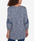 ფოტო #3 პროდუქტის Petite Embroidered V-Neck Hatchi Spacedye Knit Top with Balloon Sleeves