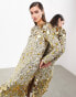 Фото #1 товара ASOS EDITION stacked multi sequin long sleeve column midaxi dress in gold