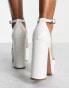 ASOS DESIGN Priority platform high block heeled shoes in white croc