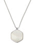 Фото #1 товара Lucky Brand silver-Tone Stone Hexagon 30" Adjustable Pendant Necklace