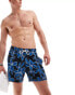 Hollister 9inch floral print swim short in black and blue with side pockets M - фото #2