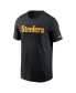 Фото #2 товара Men's Black Pittsburgh Steelers Primetime Wordmark Essential T-Shirt