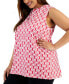 ფოტო #3 პროდუქტის Plus Size Printed Split-Neck Sleeveless Top