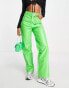 Фото #4 товара Annorlunda faux leather straight leg trousers in neon green