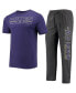 Фото #1 товара Men's Heathered Charcoal, Purple James Madison Dukes Meter T-shirt and Pants Sleep Set