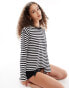 Monki long sleeve top in black and white stripe